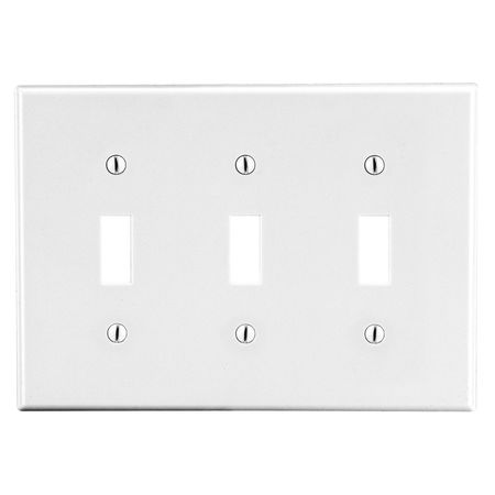 HUBBELL WIRING DEVICE-KELLEMS Wallplate, Mid-Size 3-Gang, 3) Toggle, White PJ3W